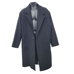 Y2K Black Winter Trench Coat Jacket Size: Large